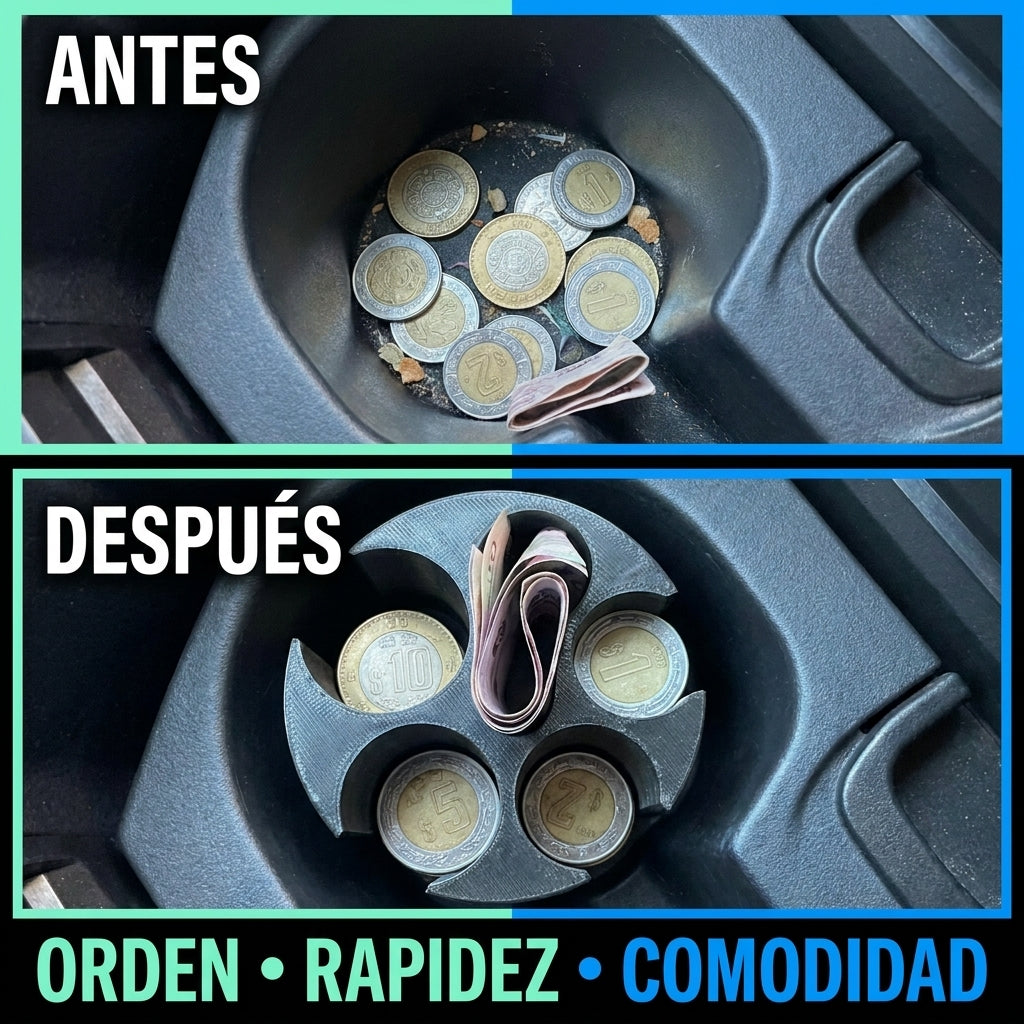 ORGANIZADOR DE MONEDAS Y BILLETES PARA CARRO - Paquete de 9