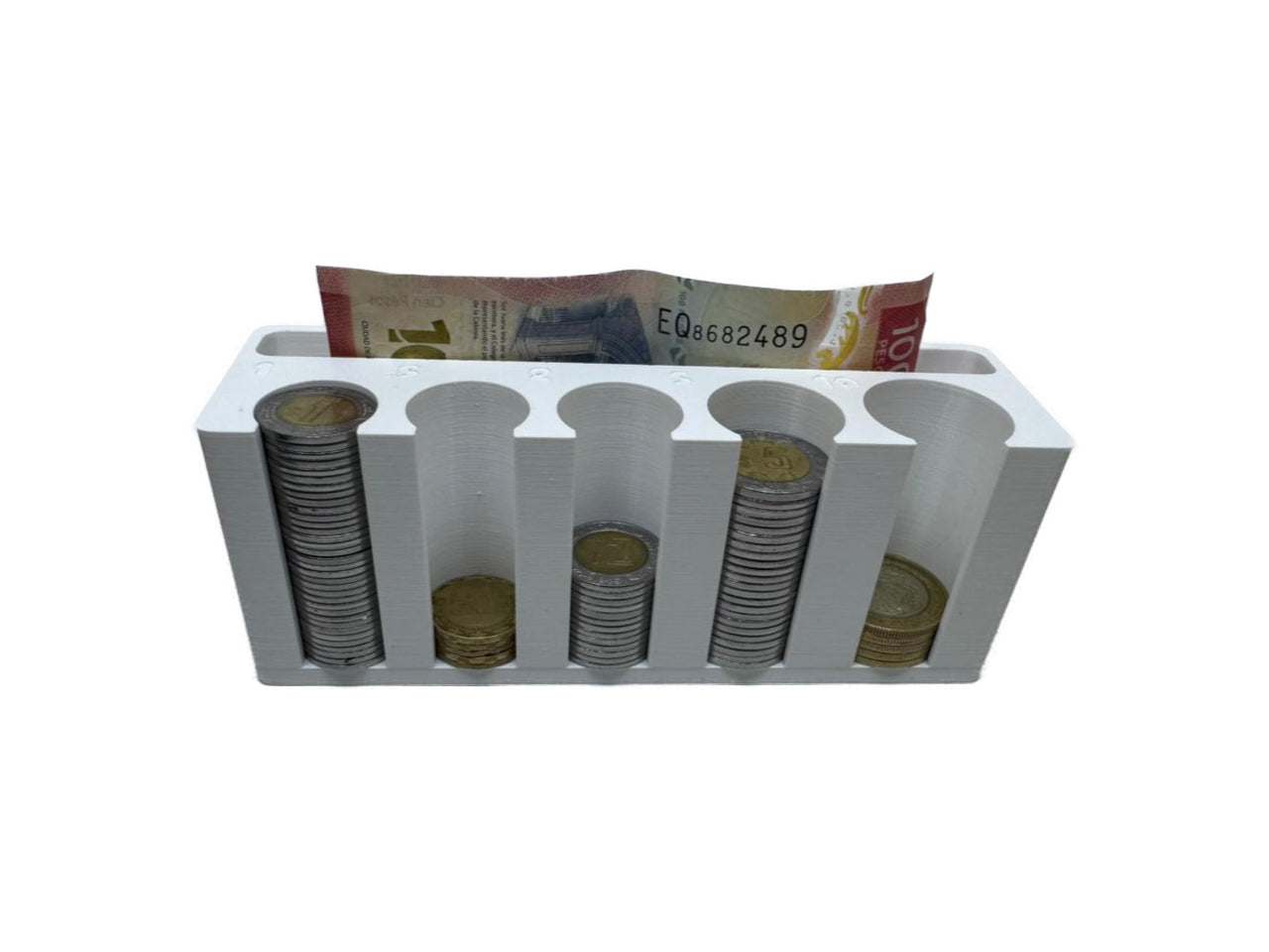 ORGANIZADOR DE MONEDAS Y BILLETES PARA MESA - Paquete de 8