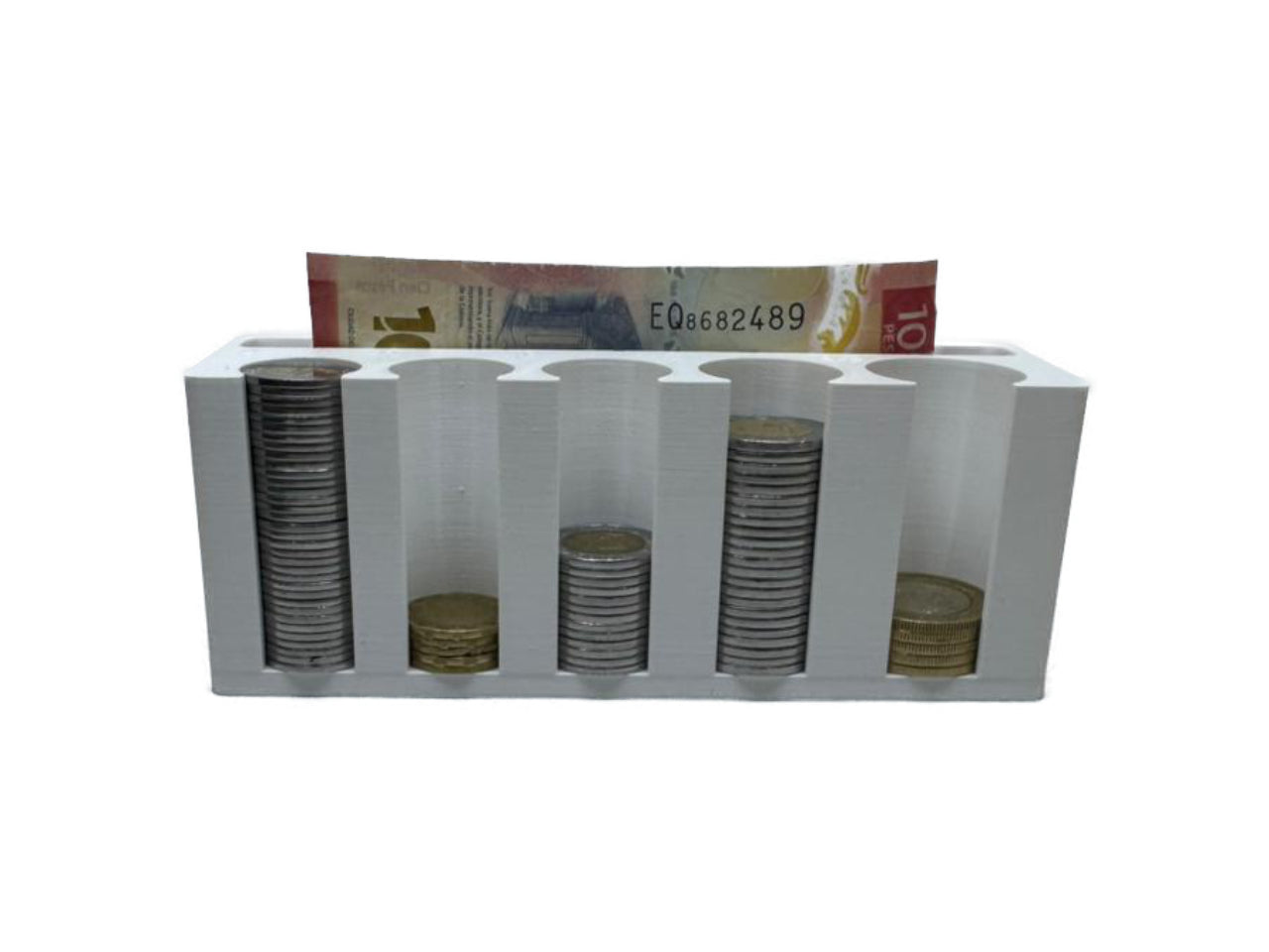 ORGANIZADOR DE MONEDAS Y BILLETES PARA MESA - Paquete de 8