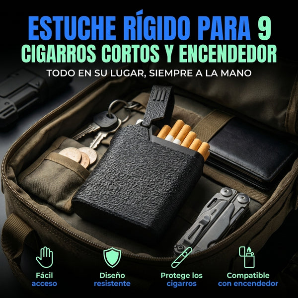 CIGARRERA 9 CIGARROS CORTOS Y ENCENDEDOR - Paquete 12