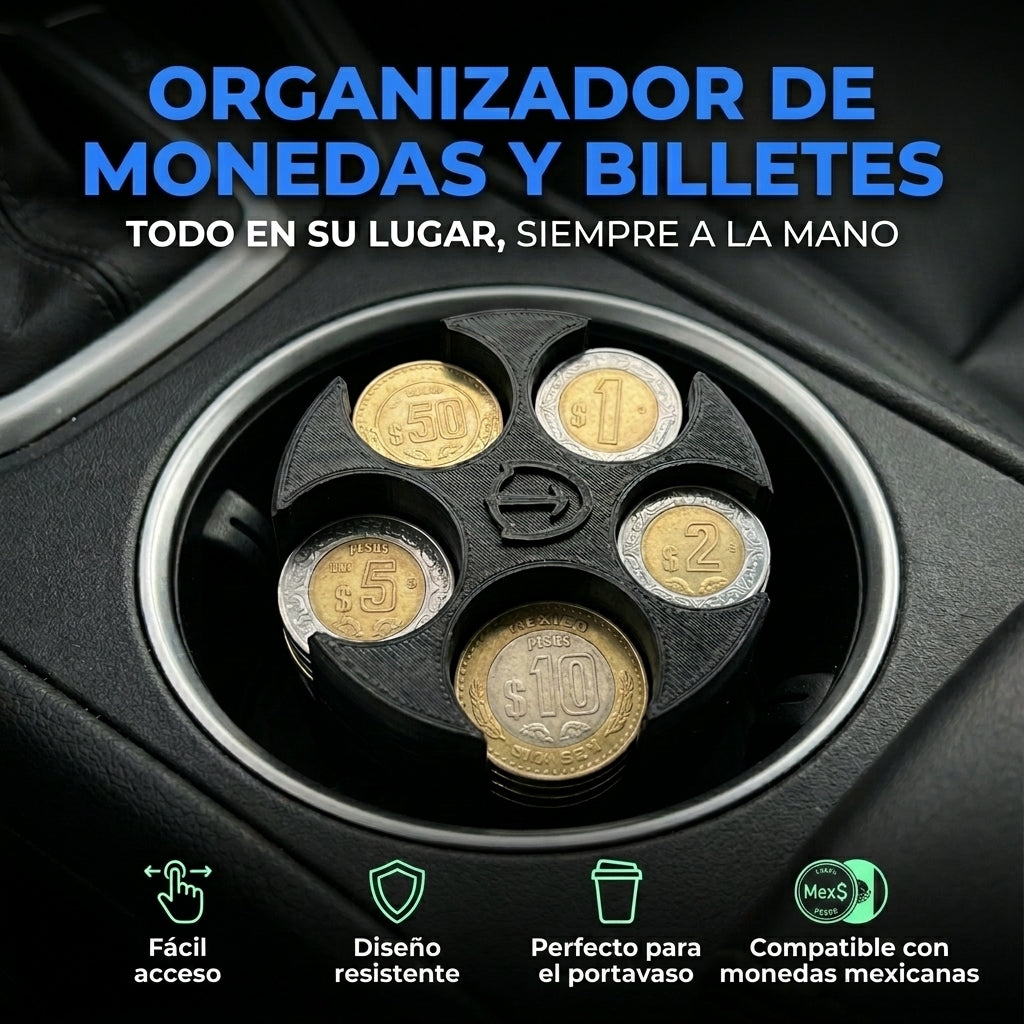 ORGANIZADOR DE MONEDAS PARA CARRO - Paquete 9